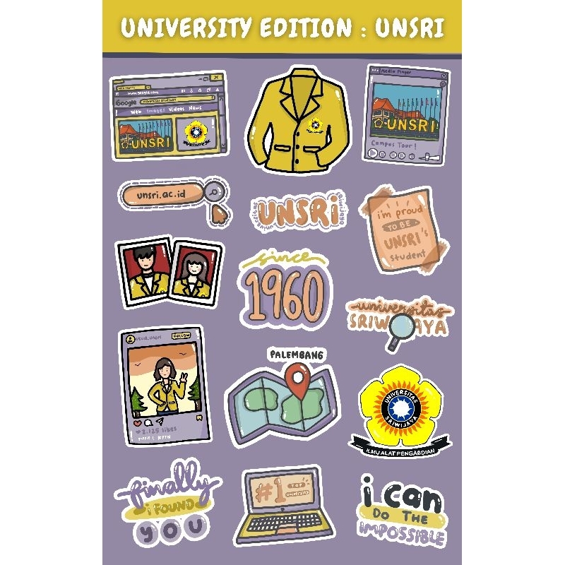 

[15 PCS] STIKER UNIVERSITAS SRIWIJAYA UNSRI LUCU MURAH GLOSSY