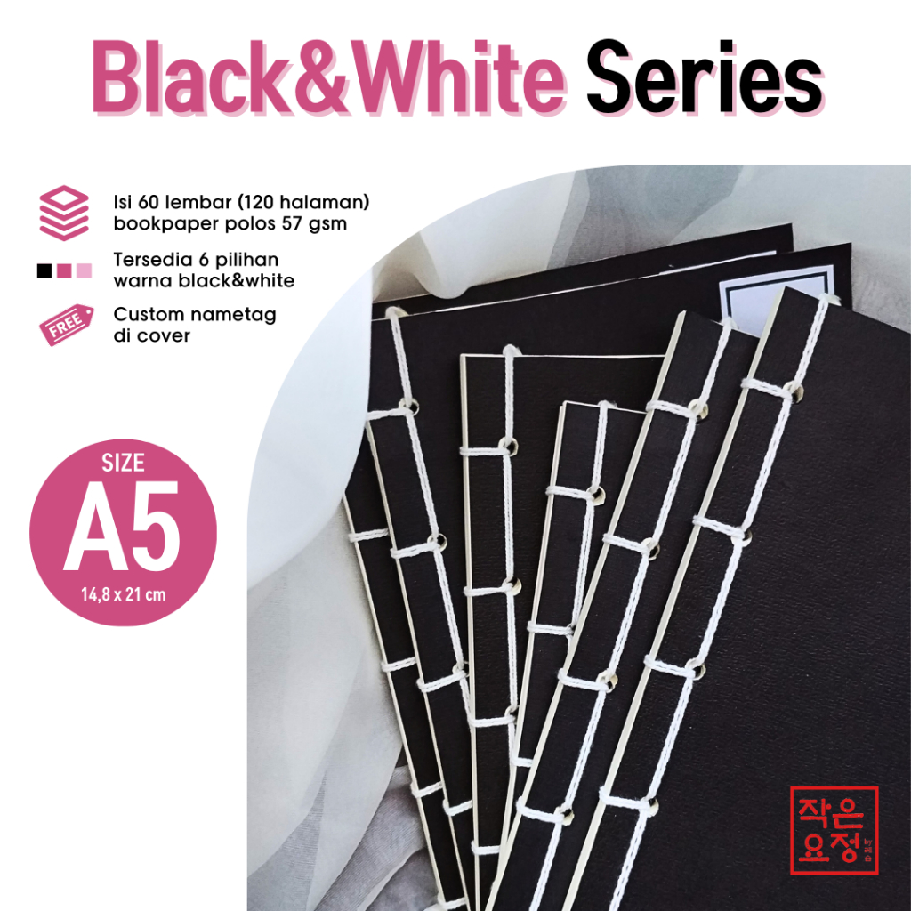 

[A5] Korean Joseon Notebook - BLACK WHITE Series by Little Fairy