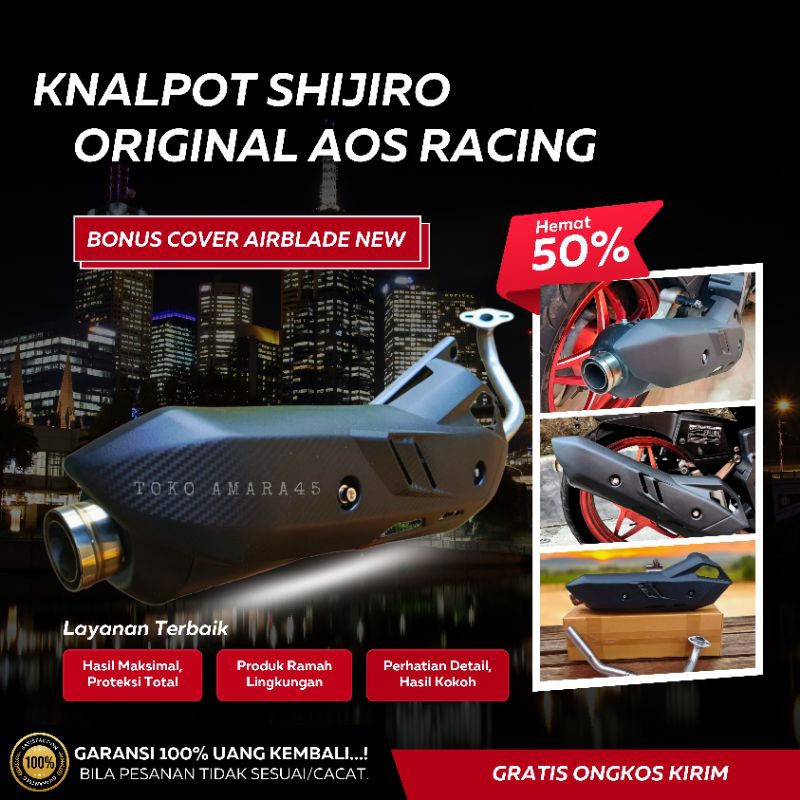 Knalpot model shijiro Original Aos Racing TB Vario Cover Airblade New inlet 28mm Scoopy Beat Deluxe 