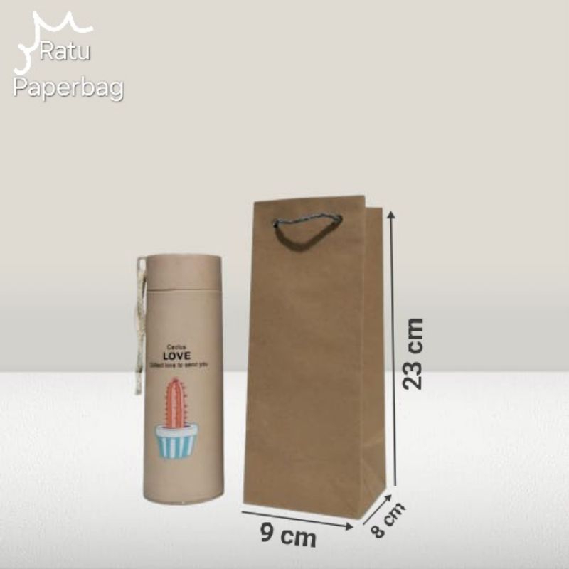 

Paperbag murah/Paperbag coklat polos/Tas kertas/Tas kado (Botol Tumblr) 9×8×23