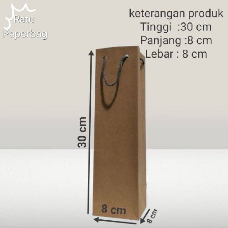 

Paperbag Murah/Paperbag coklat polos/Tas kertas/Tas kado (Payung) 8×8×30