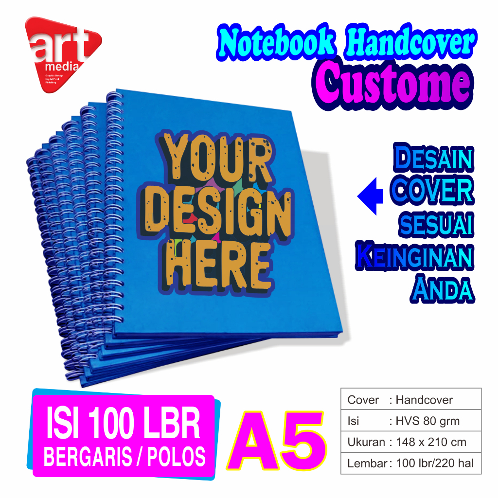 

Artmedia Print_Grosir Notebook Handcover A5 / - Isi 100 lbr bergaris/polos / Kertas : Hvs 80 grm /Best Stationary