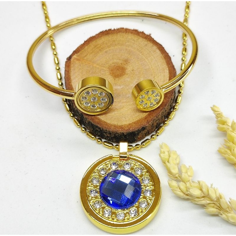 Set Kalung Gelang Quantum Pendant Ion Negative Untuk Kesehatan Dengan Sertifikat Keaslian Produk - P