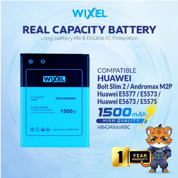 WIXEL Baterai Modem Bolt Slim 2 Andromax M2P E5577 E5573 E5673 E5575 HB434666RBC Battery Batrai Batr