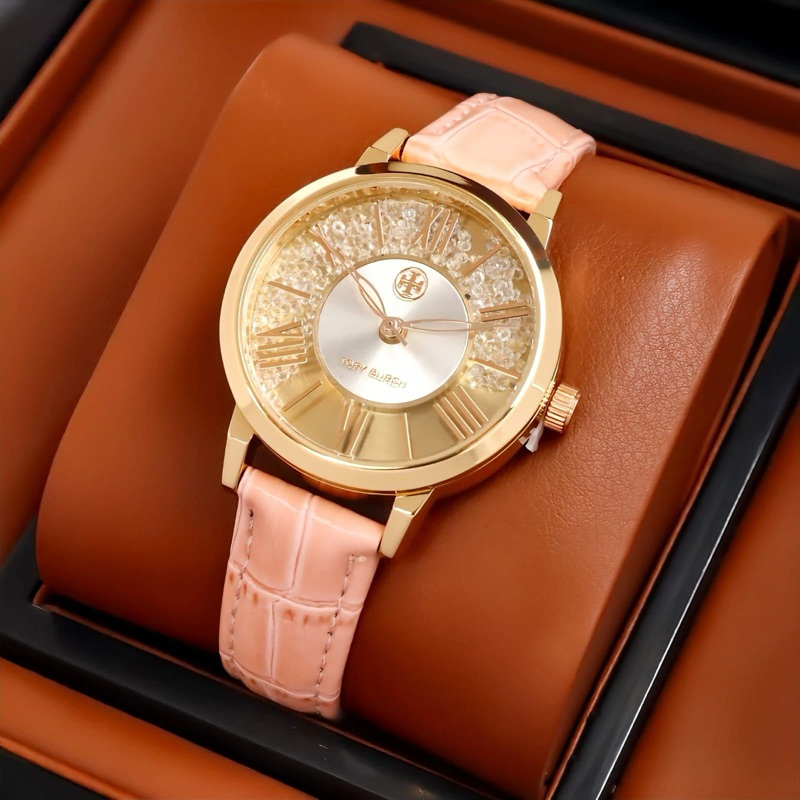 ( BISA COD ) Jam Tangan Wanita TORY BURCH Tali Kulit Jam Tangan Fashion Cewek