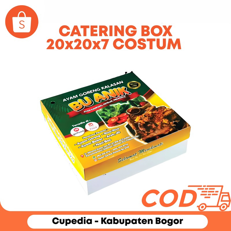 

Box Catering Custom Full Color Duplek 20x20x7 | Tutup Terpisah Cetak Logo | Kemasan Makanan UMKM