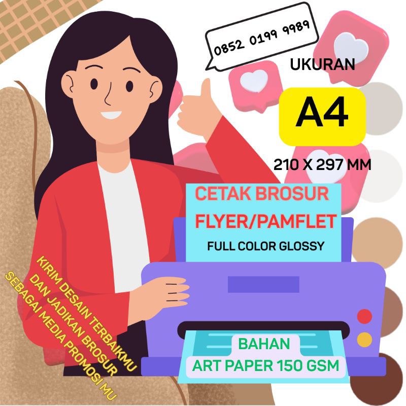 

cetak brosur flayer/pamflet A4 tanpa minimal order 1sisi 2sisi high quality
