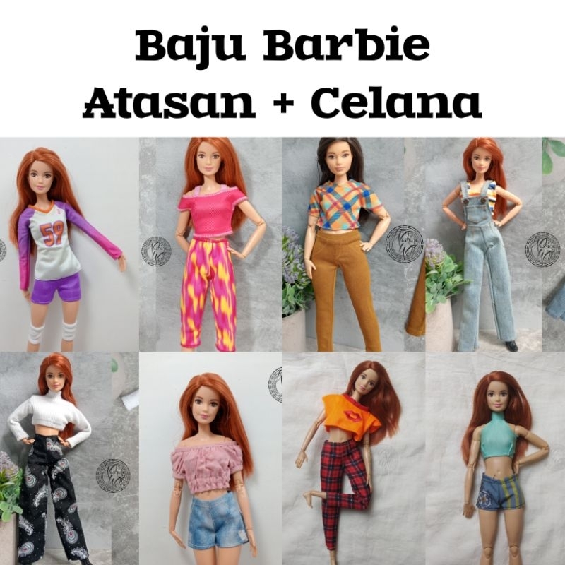 Baju atasan + celana set boneka Barbie