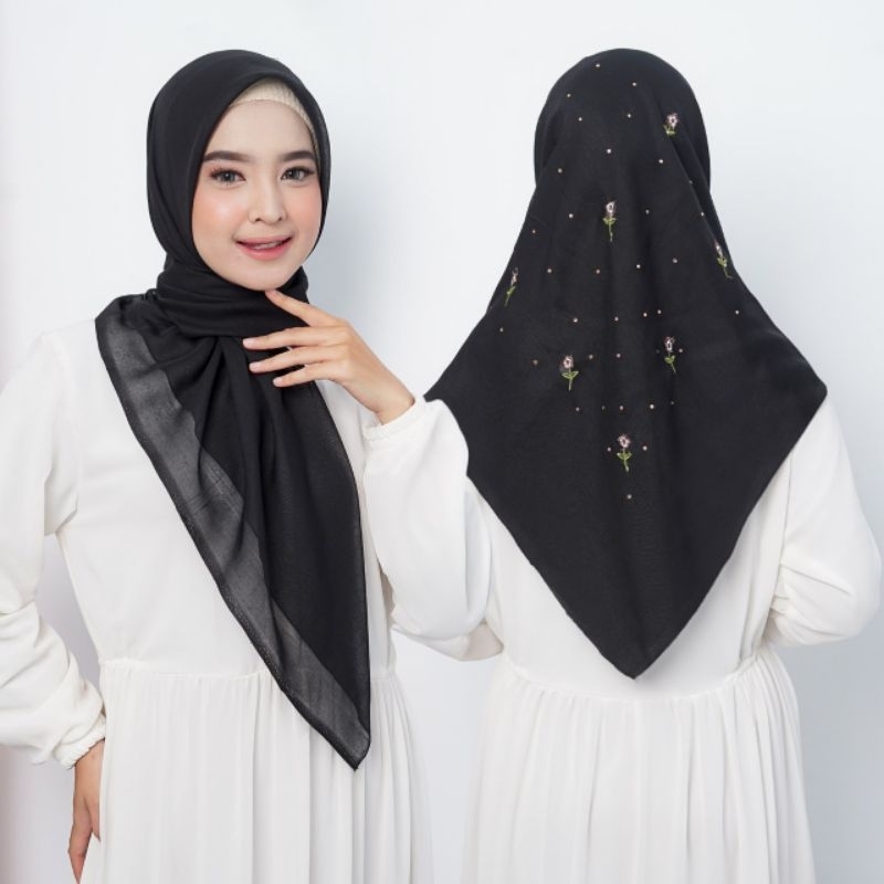 hijab segi empat  bordir