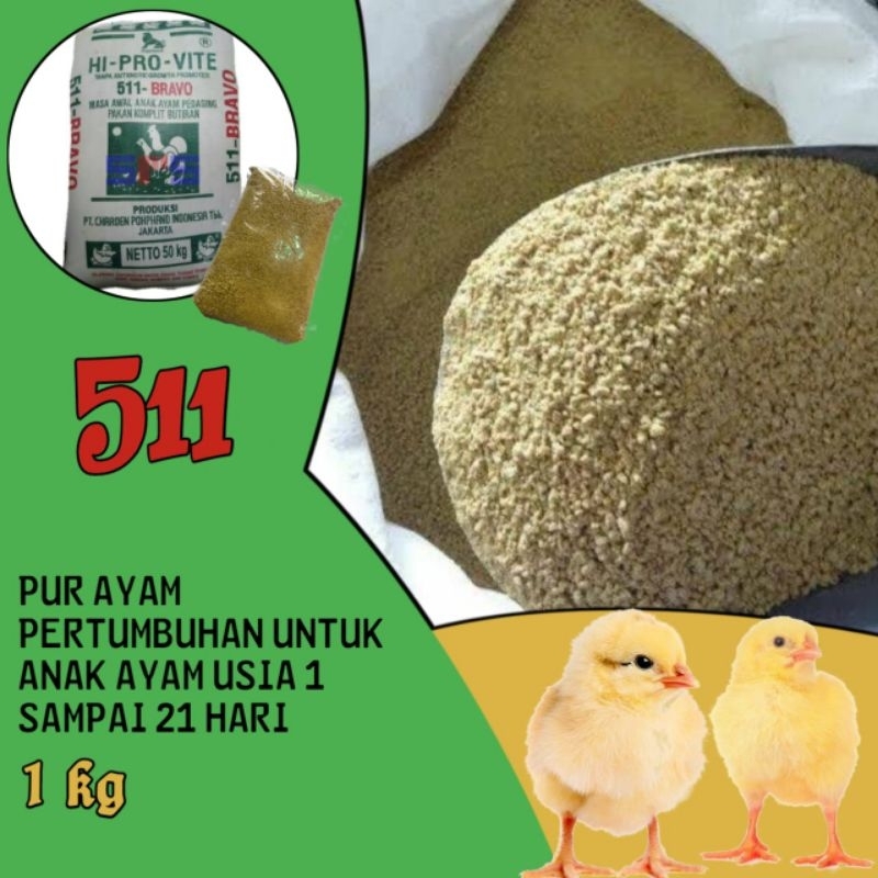 pur ayam 511 HI PRO VITE untuk ayam dan unggas usia 1-29 hari
