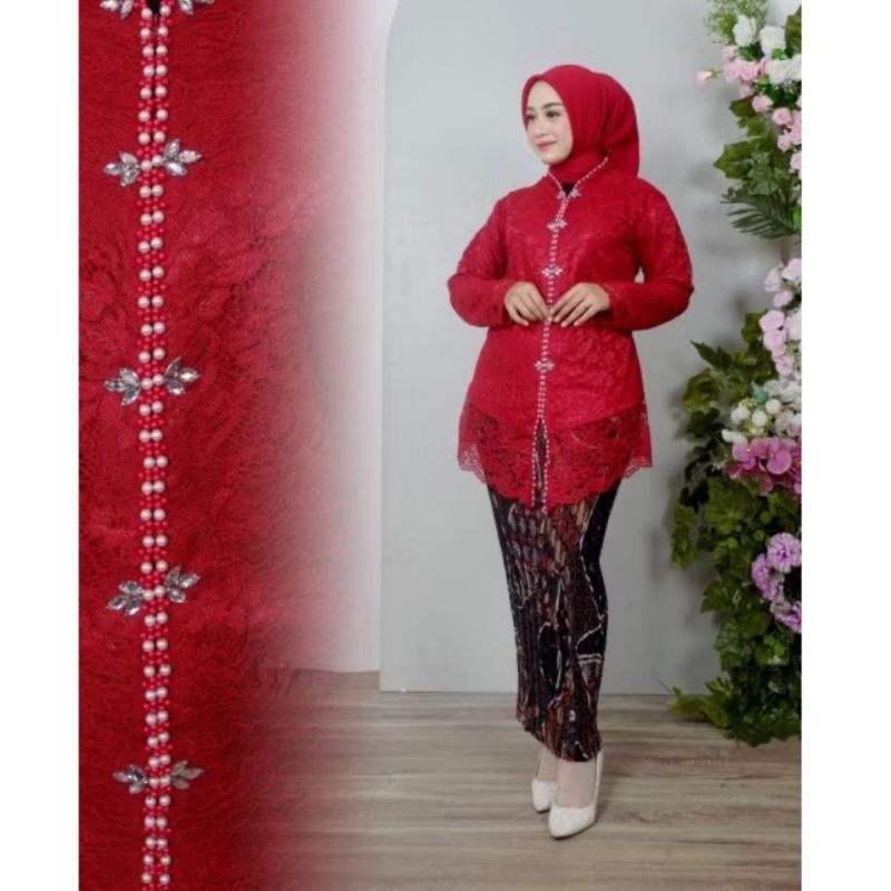 set kebaya encim brukat payet /kebaya jumbo LD 120-130/kebaya modern/kebaya wanita kekinian
