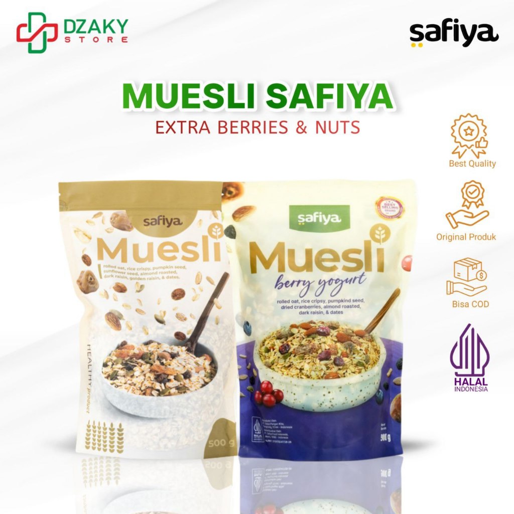

Muesli Safiya Original 500Gr + Berry Yogurt 500gr - with Almond Premium | Sereal & Snack Diet Sehat