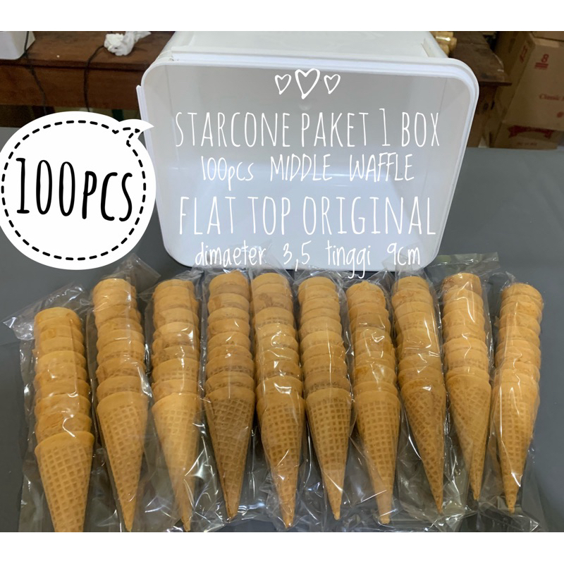 

STAR CONE PAKET 1 BOX isi 100pcs MIDDLE WAFFLE FLAT TOP ORIGINAL