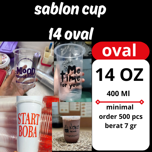 { Sablon Cup  } 14 oz oval 7gr isi 500pcs Best Price