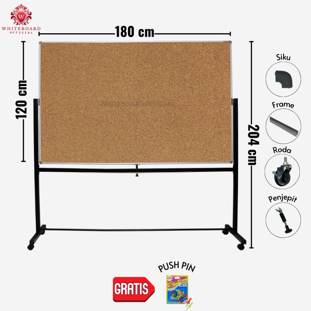 

SAKANA Cork Board Standing 120x180cm / Message Board / Pin Board / Papan Mading / Papan Pengumuman