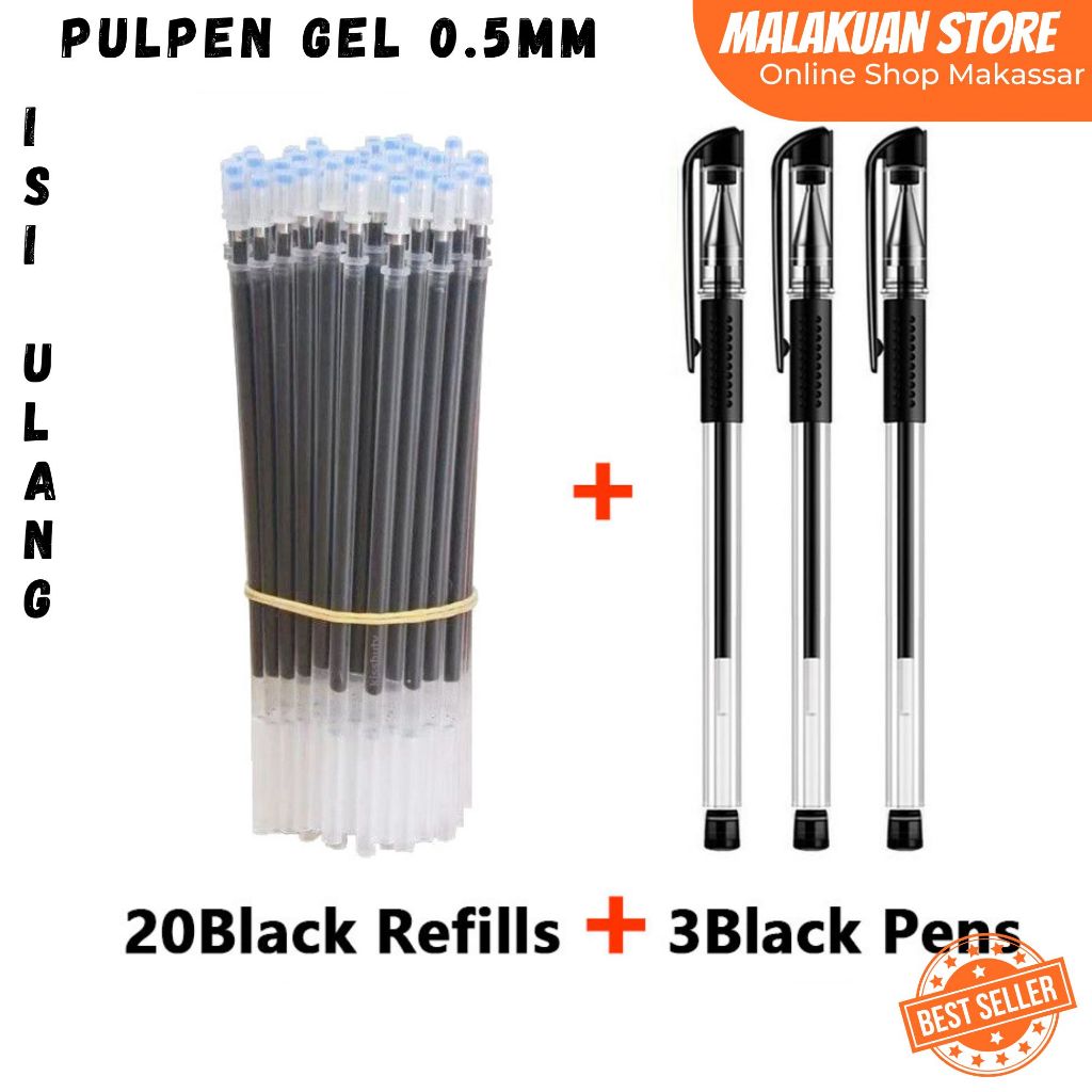 

Pulpen Gel Isi Ulang 0.5mm dengan Tinta Refill 20 PCS KISSBUTY