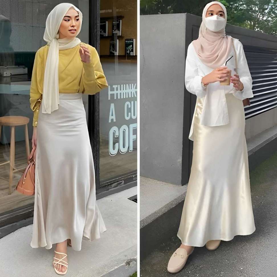 ROK SATIN SILK DUYUNG | MERMAID SATIN SKIRT | Rok Duyung Satin Flowy | Rok FUJI SATIN Midi skirt