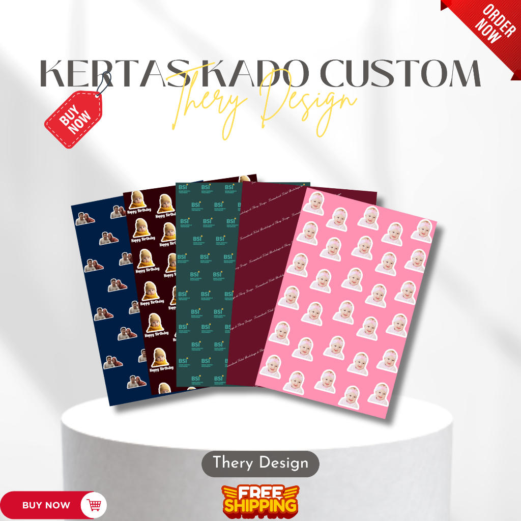 

Kertas Kado Custom Wajah isi 3 ukuran kertas A3+ (31x47cm) | Custom Kertas Kado