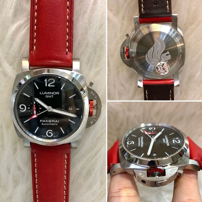 JAM TANGAN PRIA PANERAI LUMINOR GMT MERAH AUTOMATIC JAPAN SUPER QUALITY DIAMETER 45MM