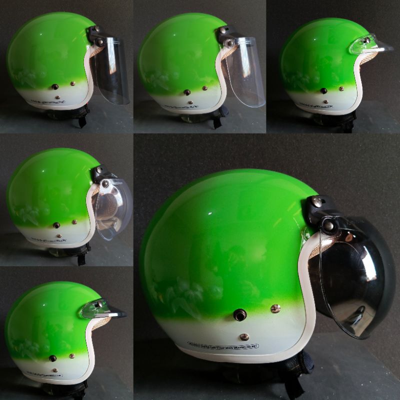 Helm bogo Gradasi ori dewasa pria dan wanita warna pastel hijau glossy masa kini