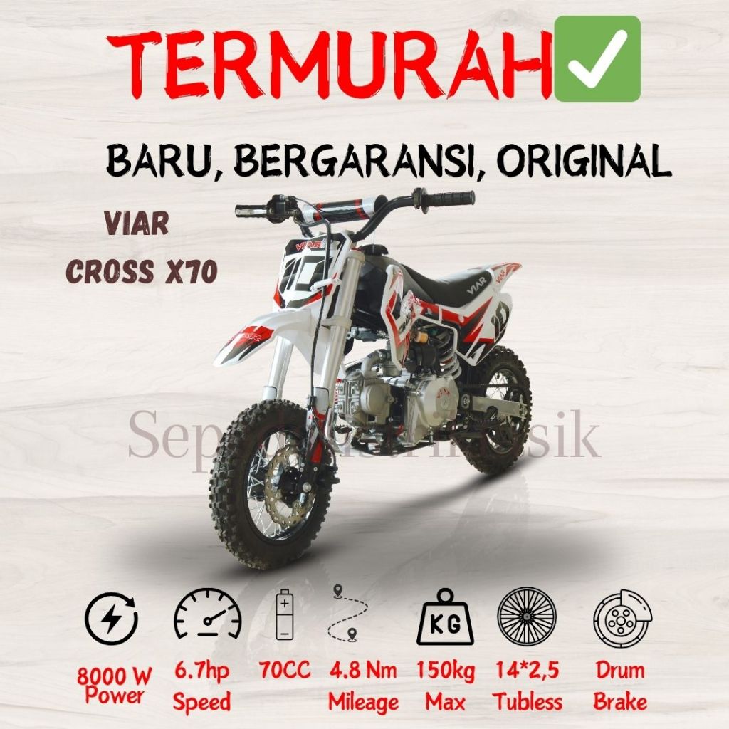 MOTOR MINI TRAIL VIAR CROSS X70 - ORIGINAL - GARANSI RESMI - MOTOR MINI TRAIL MURAH