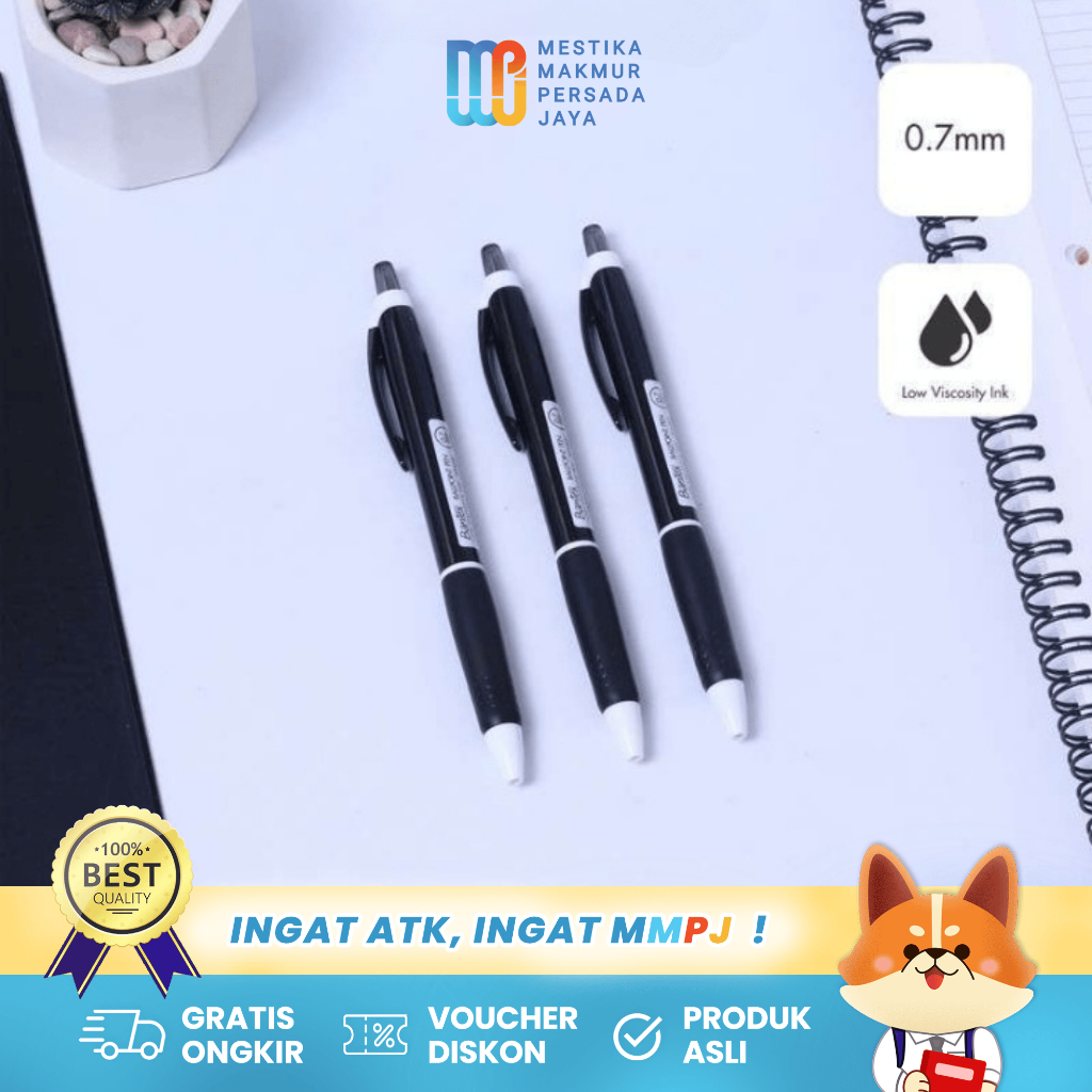 

Bantex Pulpen Ballpoint 0.7mm Tinta Hitam - 3 Pcs BG6013
