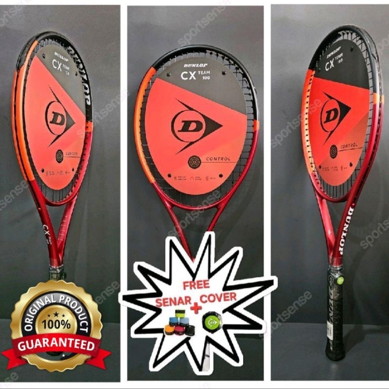 Raket Tenis Tennis Dunlop CX Team 100 275g g2 Control Original Bonus Senar dan Cover dan Grip dan Pe