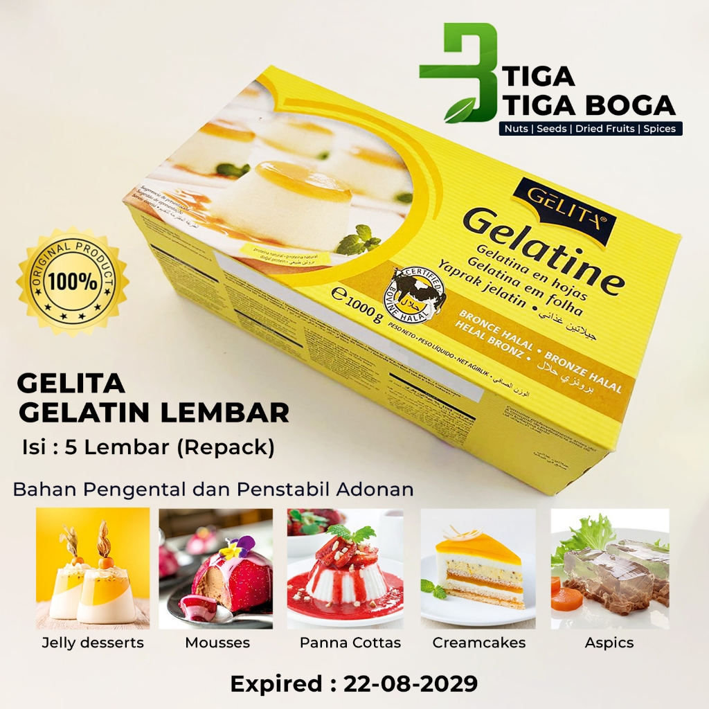 

RB Gelatin Gelita Sheet 5 Lembar / Gelatine Gelita Sheets