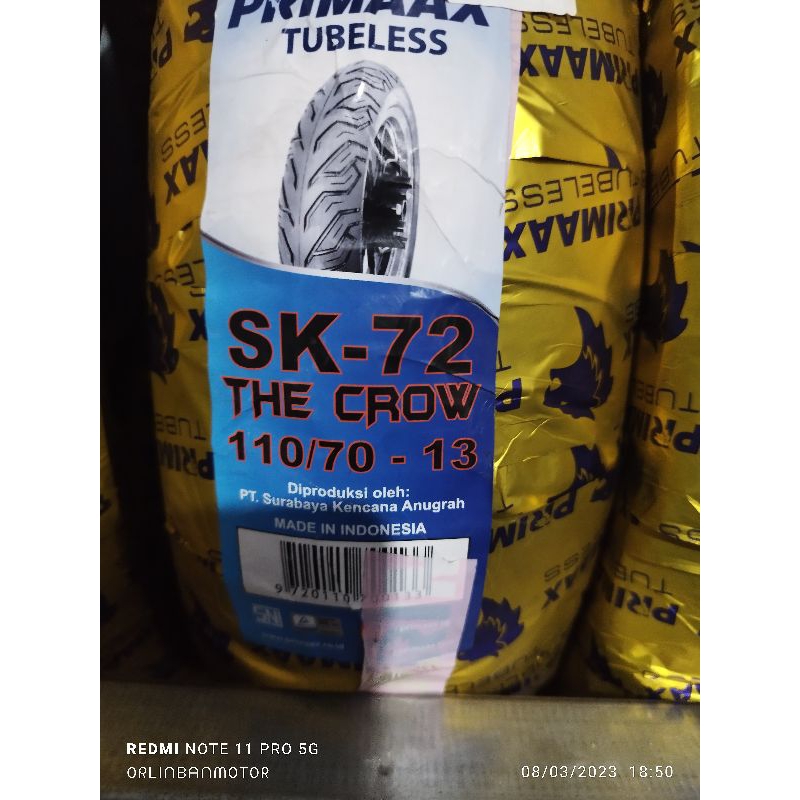 BAN PRIMAX SK72 110/70-13 TUBLES/BAN DEPAN NEW NMAX/BAN DEPAN PRIMAX NMAX OLD/BAN LUAR DEPAN NMAX/BA
