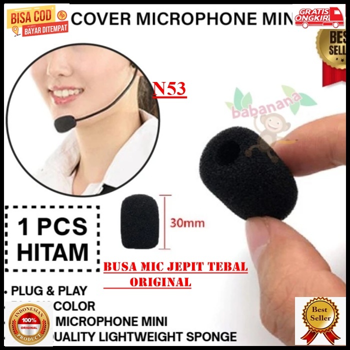 N53 BUSA MIC JEPIT KLIP CLIP BANDO HEADSET ORIGINAL TEBAL SARUNG MIK PELINDUNG MIX SPON MICROPHONE S
