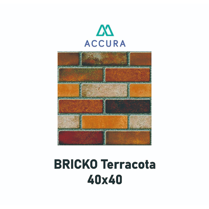 KERAMIK LANTAI DINDING 40X40 BRICKO TERRACOTA / KERAMIK MOTIF BATA KASAR EMBOSSED
