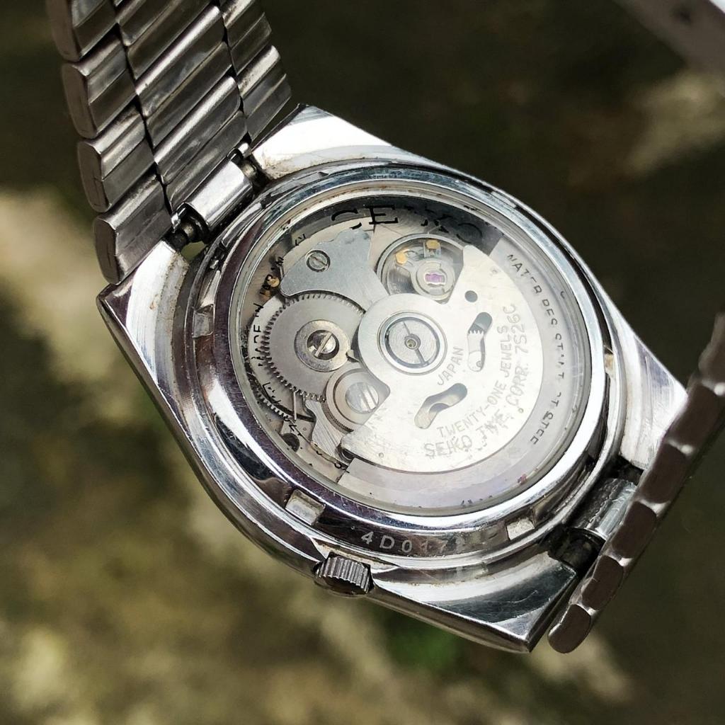Jam seiko 5 abu abu original second vintage transparant