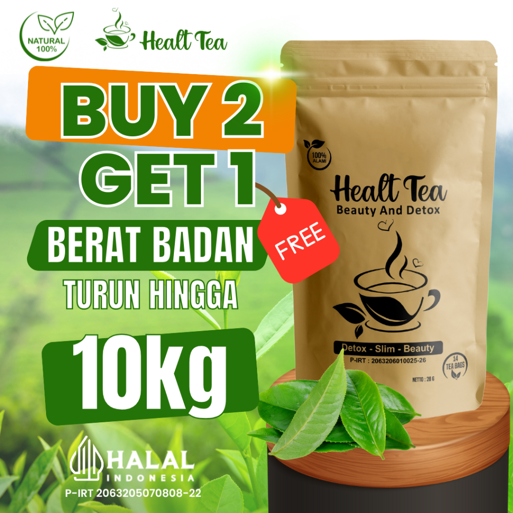 Teh diet pelangsing perut buncit detox slimming healt tea penurun berat badan herbal alami hijau dau
