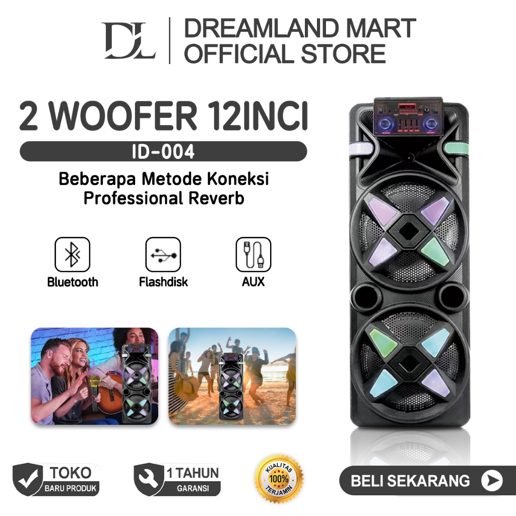 DL 2 Mic Speaker Bluetooth Karaoke Besar Super Portable Bluetooth Party Speaker RBG Bluetooth Speake