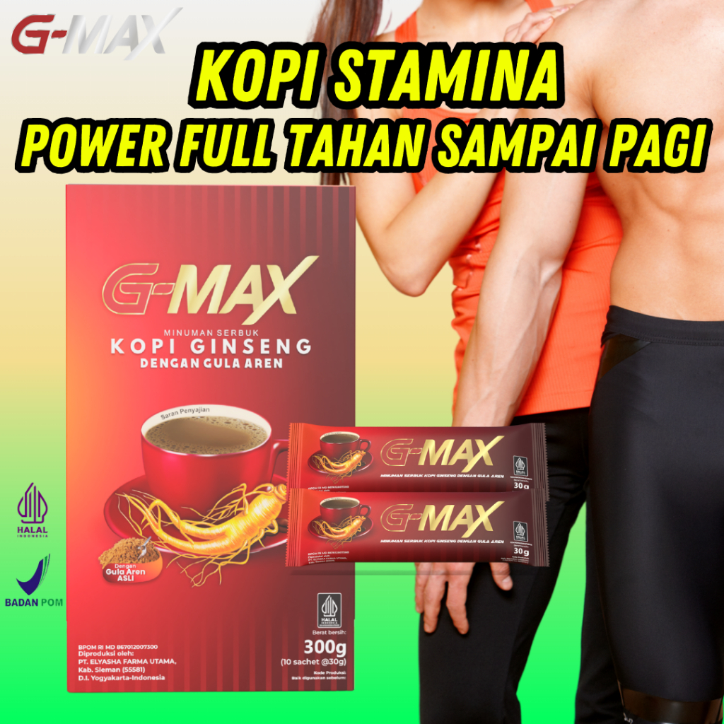 

Kopi Gmax - Kopi Gingseng Penambah Stamina Pria Tahan Lebih Lama G-Max Bpom Halal
