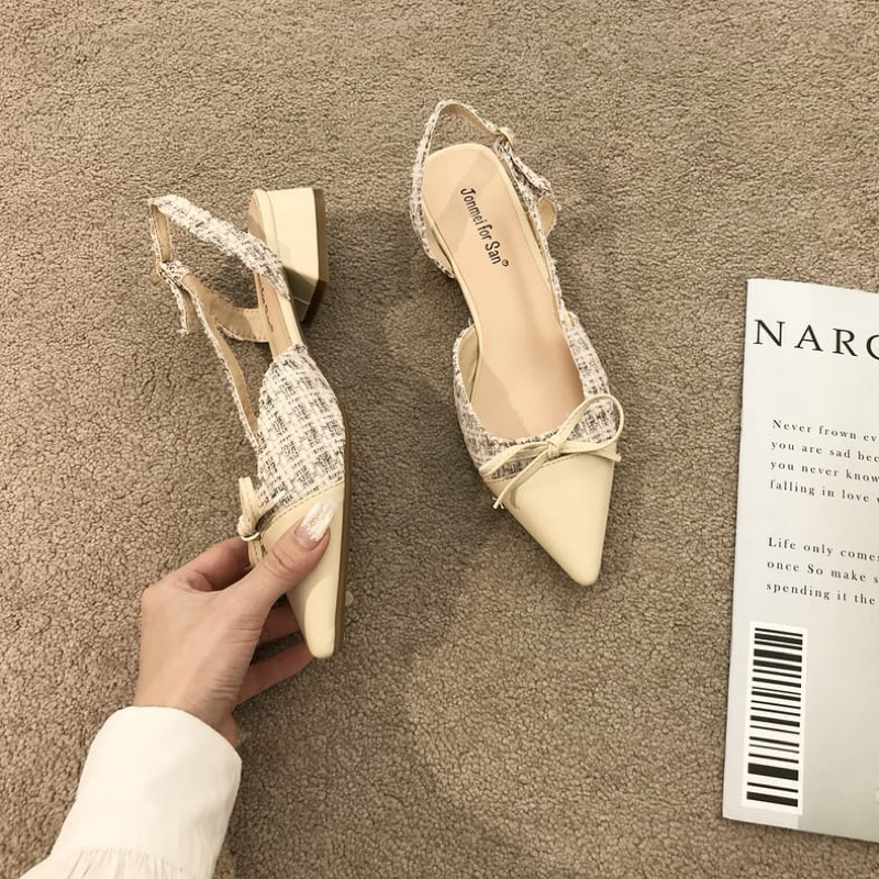 5332 loei heels import kekinian hak tahu 3cm sepatu santai tali belakang depan tali pita