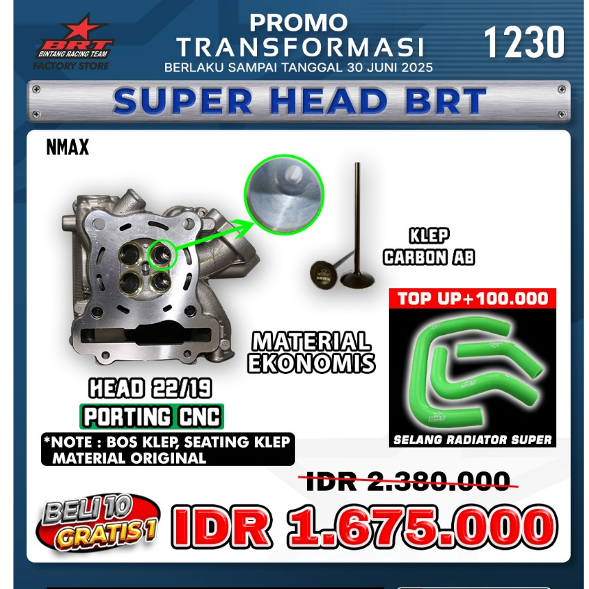 PROMO BRT 1230 Head BRT Nmax / Aerox / New Nmax