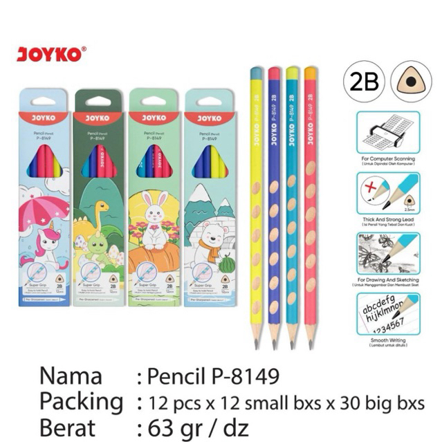 

( 12pcs ) P 8149 Pencil 2B / Sketch Drawing Pensil Gambar P-8149 P8149 Joyko isi 12 pcs