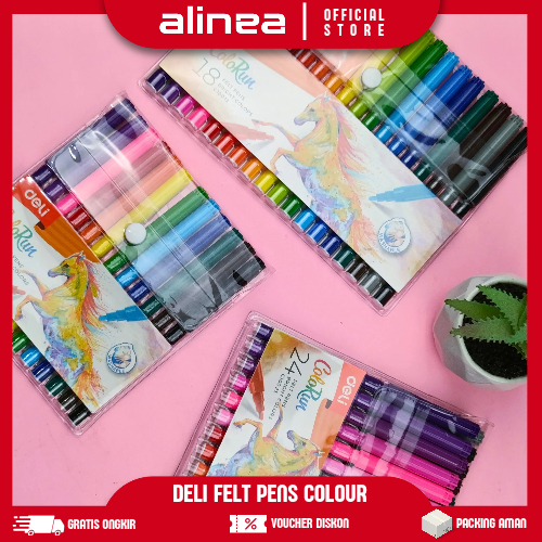 

Spidol Warna Warni 1 set 12/18/24 Warna Tinta bisa dicuci/washable Deli Colorun Felt Pen Bright Colors C100 03 C100 13 C100 23