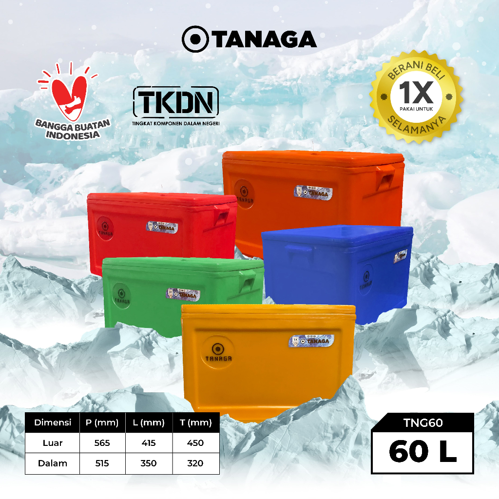 TANAGA cooler box 60 Liter cool box es ikan ice box cooler kotak container es tahan lama pendingin m