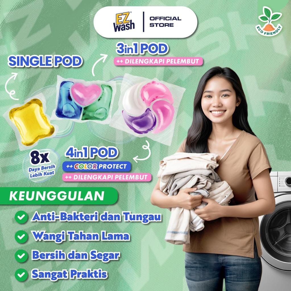 [ COMPLETE 7 BOX 30 Pods ] EZWash Laundry Pod Complete Package Liquid Detergent Gel Capsule EZ Wash 