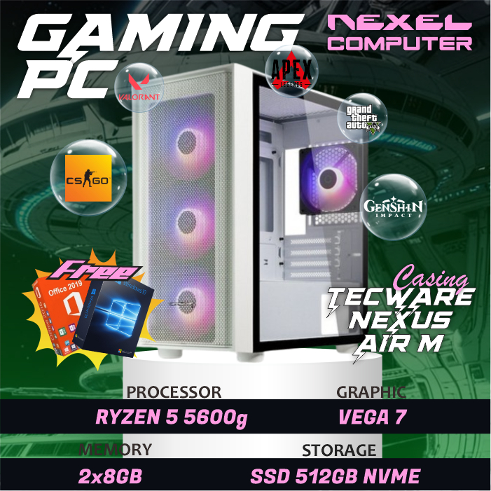PC Gaming - Ryzen 5 5600G - Vega 7 - SSD 512GB NVME - 16GB RAM