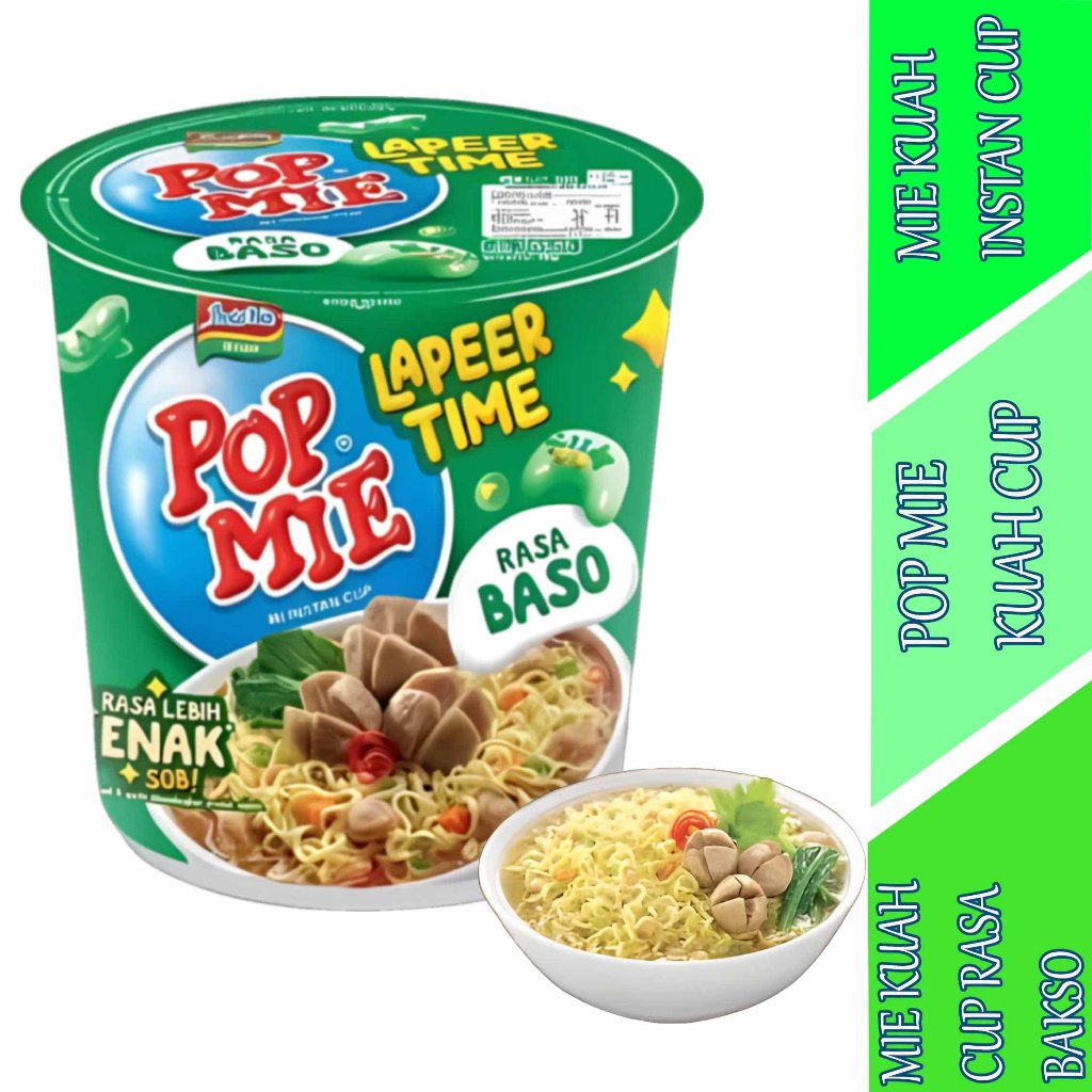 

Mie Kuah Cup Rasa Bakso - Pop Mie - Mie Kuah Instan Cup - 75gr