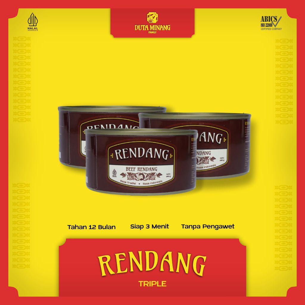 PAKET 3 Kaleng Rendang Daging Sapi Khas Padang Solok ASLI HALAL 100%  / Daging Kaleng / Rendang Kale