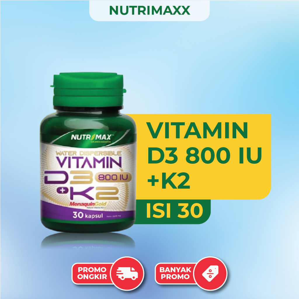 Nutrimax Vitamin D3+K2 | Vit D3 Water Dispersible K2 | Vit D 800 IU K 40