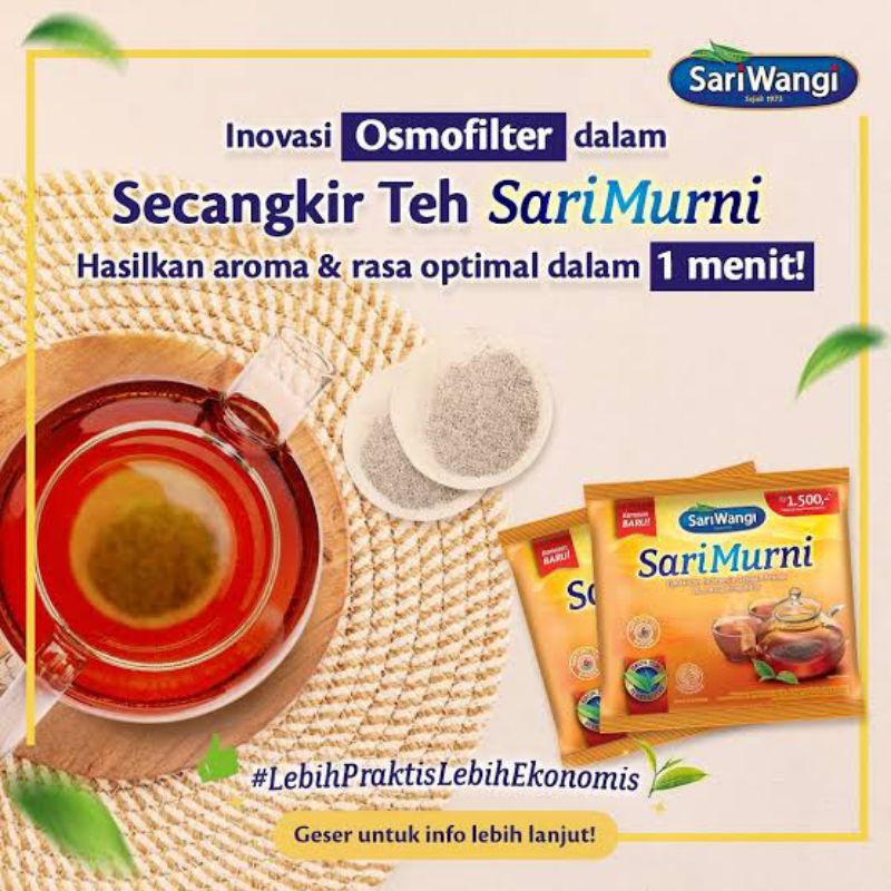 

ECER TEH SARI WANGI SARI MURNI CELUP SACHET ISI 5'S