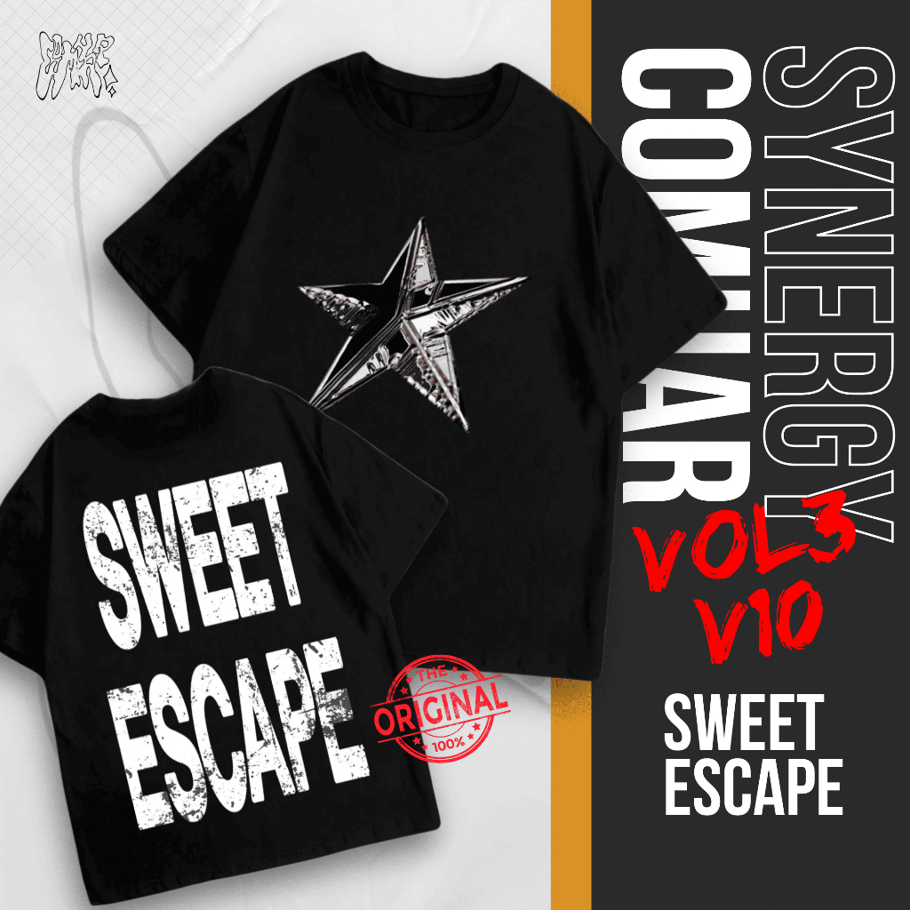 T-Shirt Sweet Escape Synergy Comhar - Kaos Streetwear Hitam Unisex | Katun 20s Premium