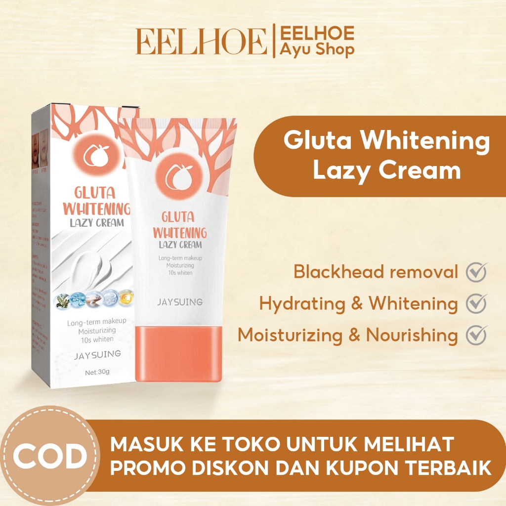 Gluta Whitening Lazy Cream 30g Cream Pemutih Wajah Cream Mencerahkan Wajah Skincare Untuk Memutihkan