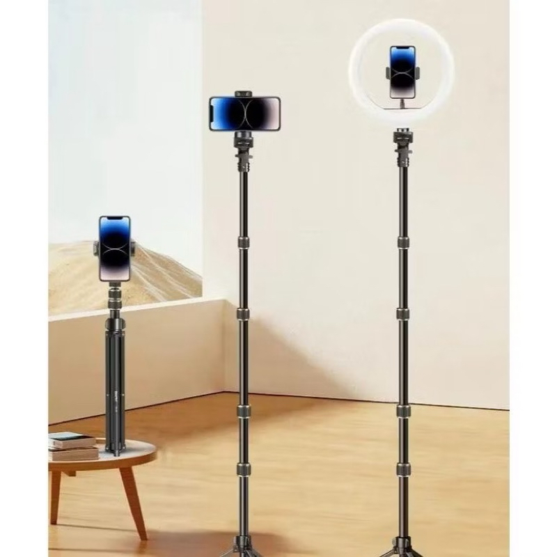 Tripod 2,1 meter Besi Tripod Tongkat Selfie Ringlight HP Kamera Lengkap Tripod / Holder HP, Premium 