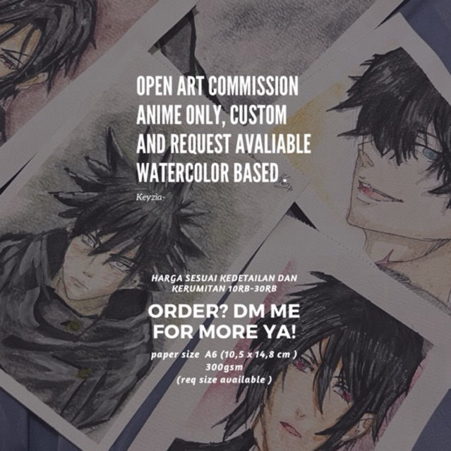 art commission real canvas watercolor Request available Anime Only! Chat for more hand made by key.